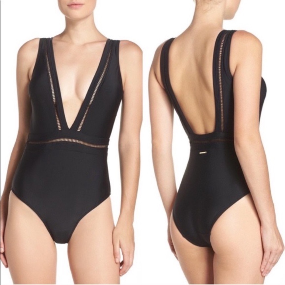 Ted Baker Starza Pointelle Deep V Swimsuit (US 6)